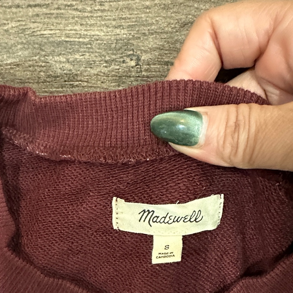 Madewell Maroon and White Crewneck Sweater - Picture 3 of 6
